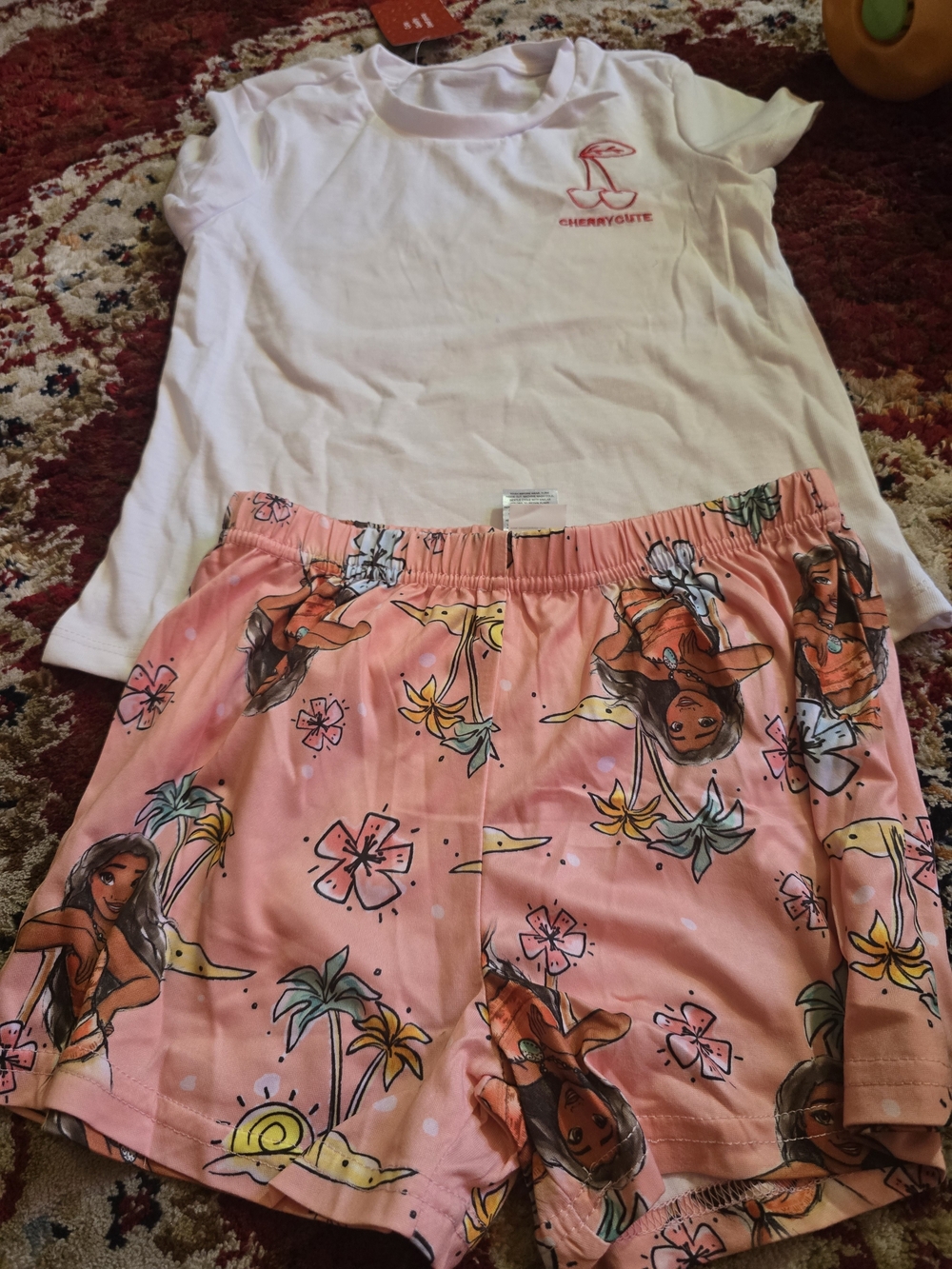 New Balance Pink Graphic Tee and Coral-Pink Tropical Shorts Pajama Set